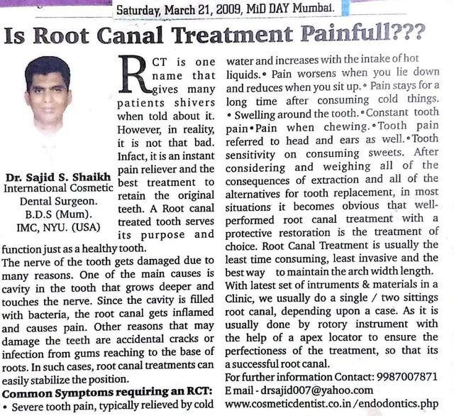 Is root canal treatment painful? - Smile 4U Family Dental Clinic in the press